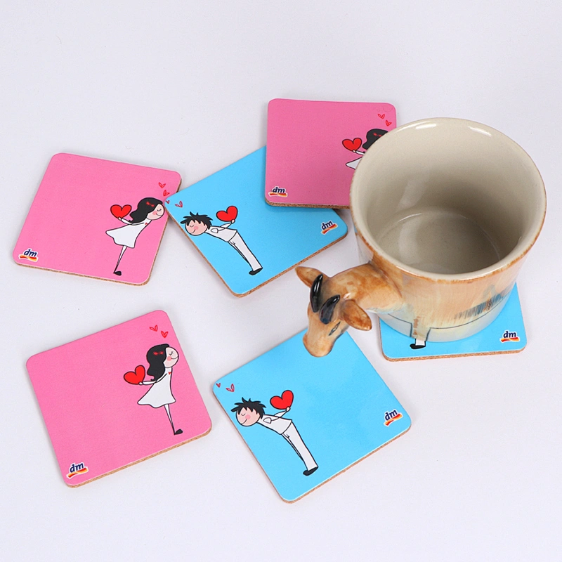 Wholesale Print Round Cork Wood Coasters Coffee & Hot Beverages Coasters With Logo for Valentine's Day