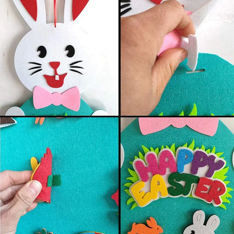 2023 Hot Selling Easter Bunny Felt Decorations Diy Hanging Toys For Children