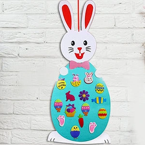2023 Easter Bunny Decoration Diy Children's Felt Craft Kits Rabbit Set With Detachable Ornaments Easter Wall Hanging Games For Home