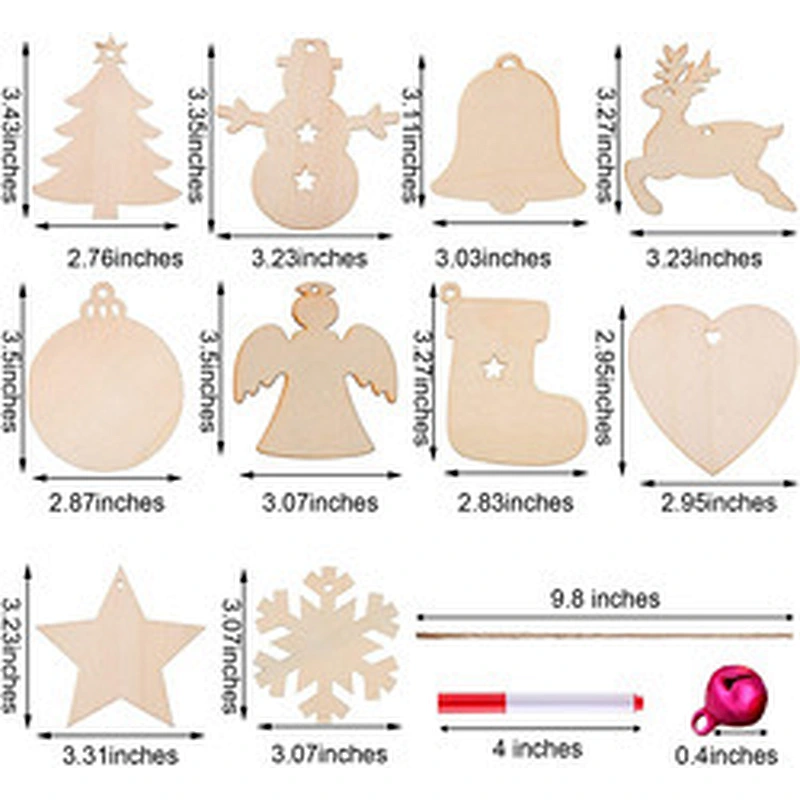 Wood Christmas Decorations Hanging Ornament Christmas Wooden Pendant Gift Set