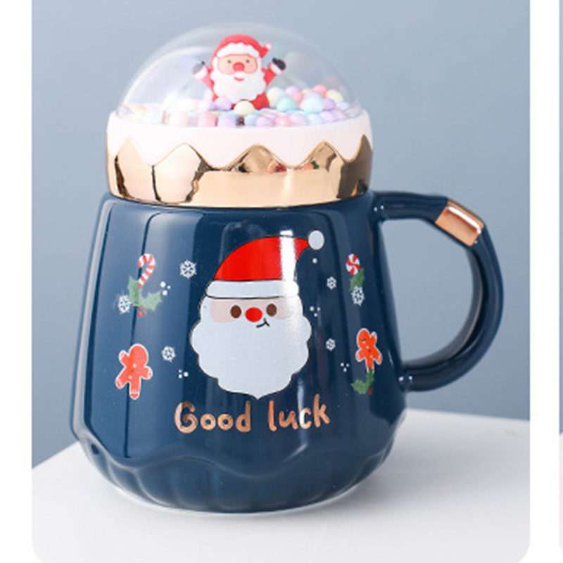 Christmas Element Hot Sell Gift Coffee Water Glass Cups 400ml Red Green Mug With Handle