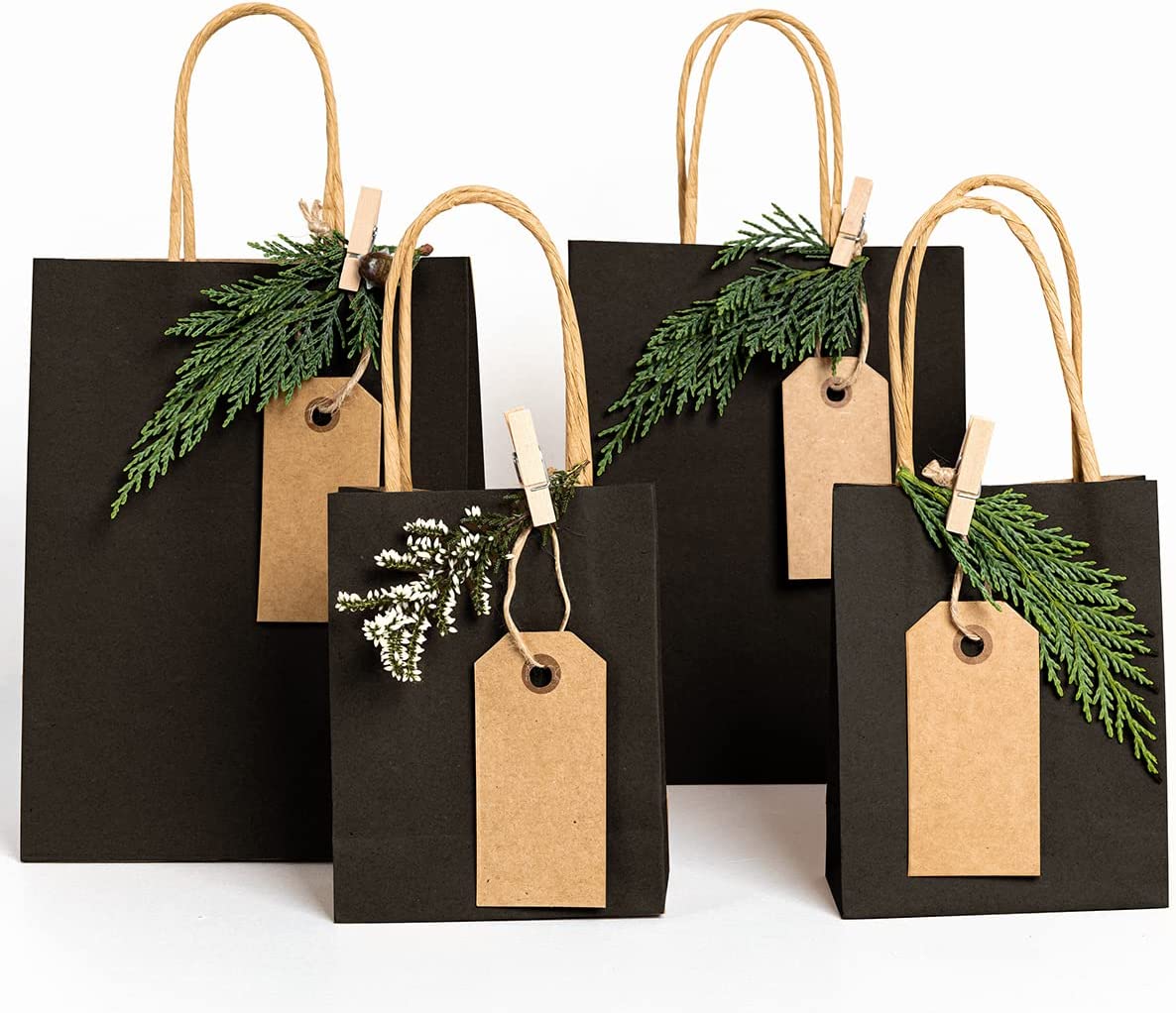 Black Gift Bags Shopping Paper Bags with Handles