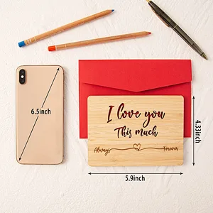 Red Heart Wooden Gifts Card Wood Wedding Anniversary Birthday Wooden Valentine Day Card for Husband Wife