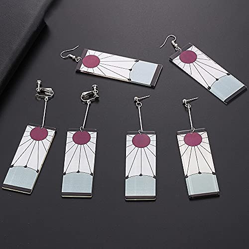 2023 12 Pairs Women Tanjiro Earrings Anime Demon Slayer Earrings Cosplay Acrylic Alloy Resin Earring