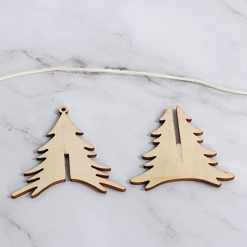 Hot Sale Diy Wooden Christmas Tree With Miniature Wooden Ornaments For Kids Present