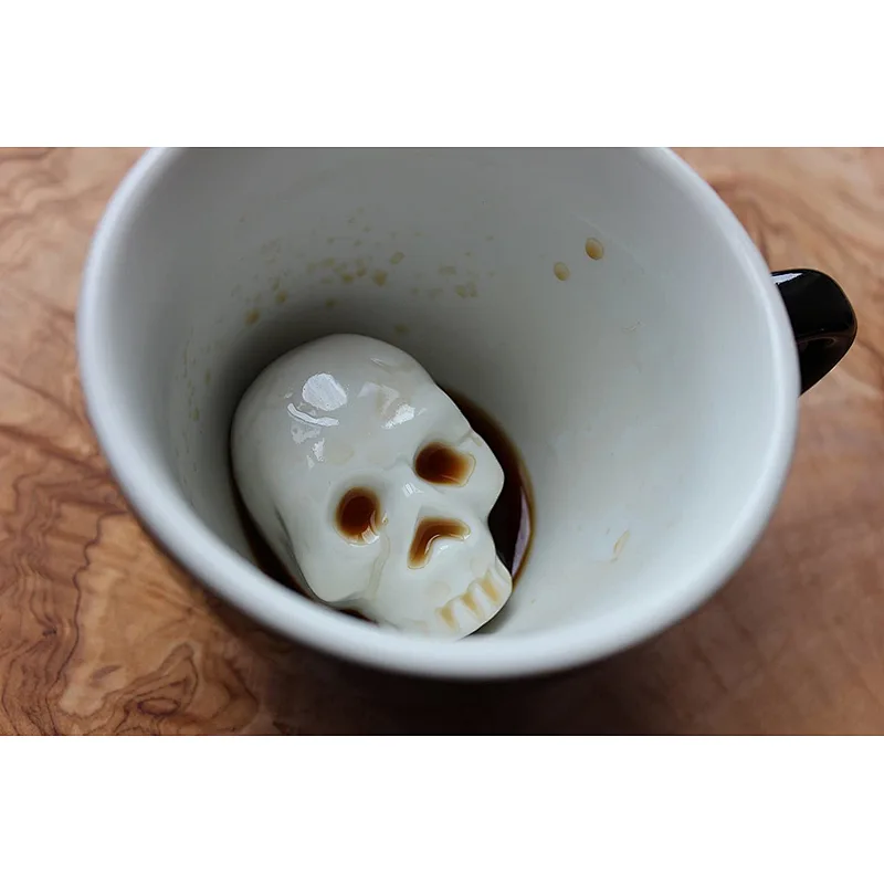 Halloween Skull Ceramic Hidden Creature Inside Mug Cup
