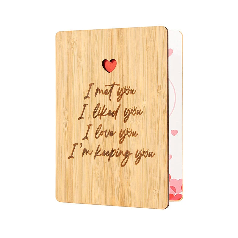 I Love You Festival Wooden Gifts Card Wood Wedding Anniversary Birthday Card for Husband Wife