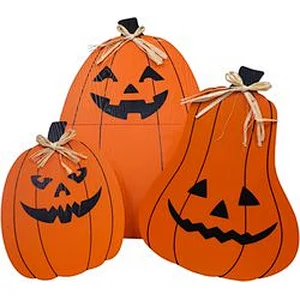 Halloween DECSPAS 3 PCS Pumpkin Halloween Decor with Straw Bow
