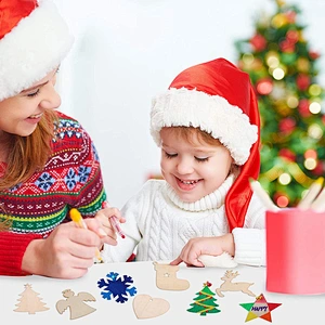 Wood Christmas Decorations Hanging Ornament Christmas Wooden Pendant Gift Set