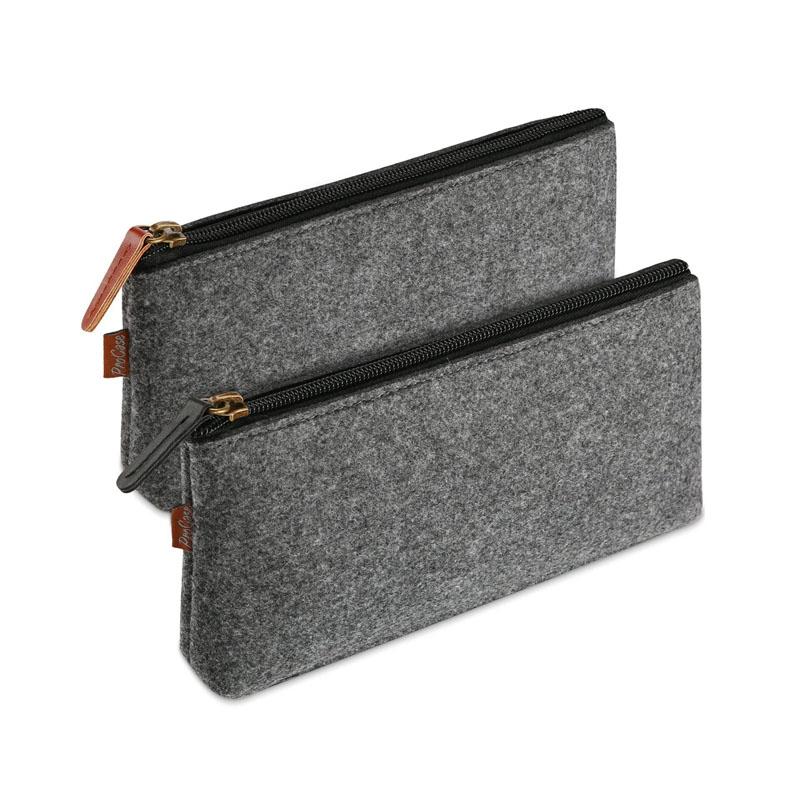2023 Custom Size Logo Black Felt Bag Students Stationery Pouch Felt Zipper Bag for Pens