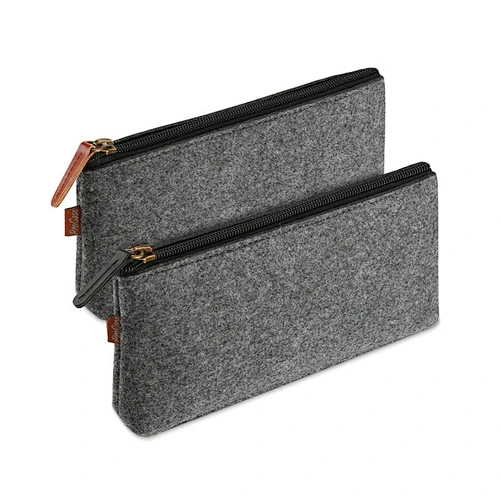 2023 Custom Size Logo Black Felt Bag Students Stationery Pouch Felt Zipper Bag for Pens