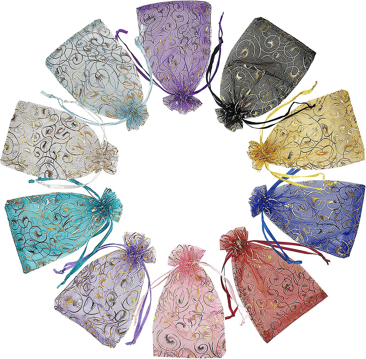 4X6 inch Custom Size Rainbow Organza Bags Jewelry Drawstring Mesh Gift Bags for Wedding Party Favor Pouches Christmas Bags