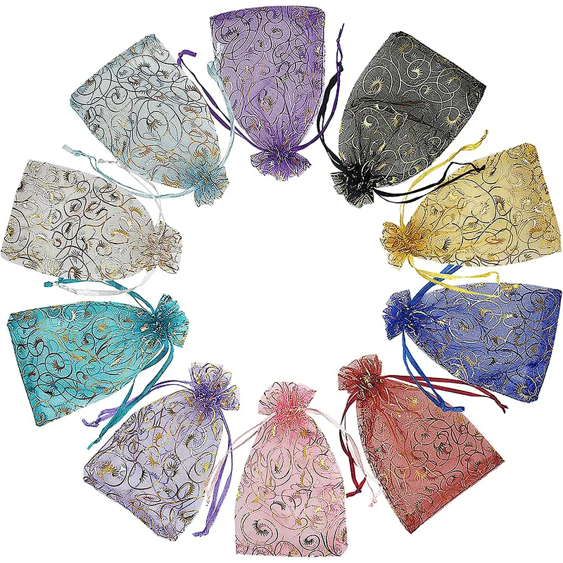 4X6 inch Custom Size Rainbow Organza Bags Jewelry Drawstring Mesh Gift Bags for Wedding Party Favor Pouches Christmas Bags