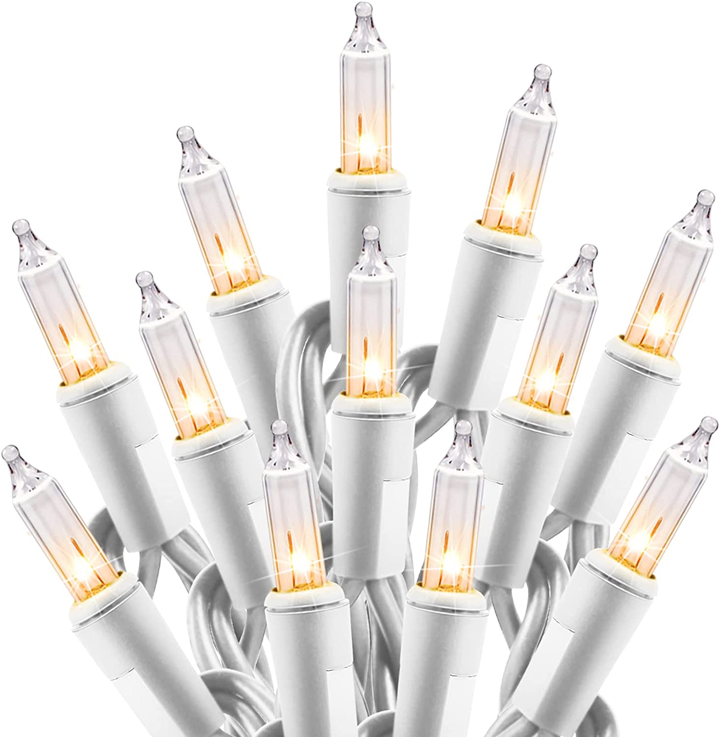 Christmas Lights Set 100 Count 25 Feet Incandescent Bulb Mini String Lights for Indoor Christmas Tree Garland