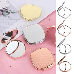 New Style Customized Logo Gold Compact Mirror Portable Metal Makeup Hand Mirror Round Mini Pocket Mirror