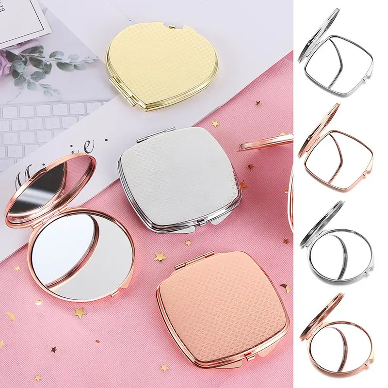 New Style Customized Logo Gold Compact Mirror Portable Metal Makeup Hand Mirror Round Mini Pocket Mirror