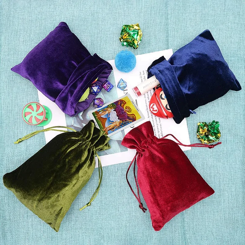 Custom Size Soft Velvet Gift Bags Velvet Drawstring Pouches for Tarot Rune Jewelry Crystal