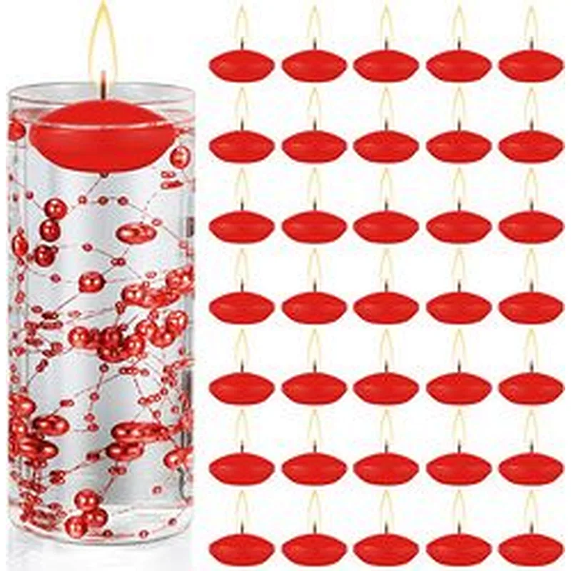 50 Pieces 1.5 Inch Wedding Party Pool Spa Valentine's Day Red Floating Candles