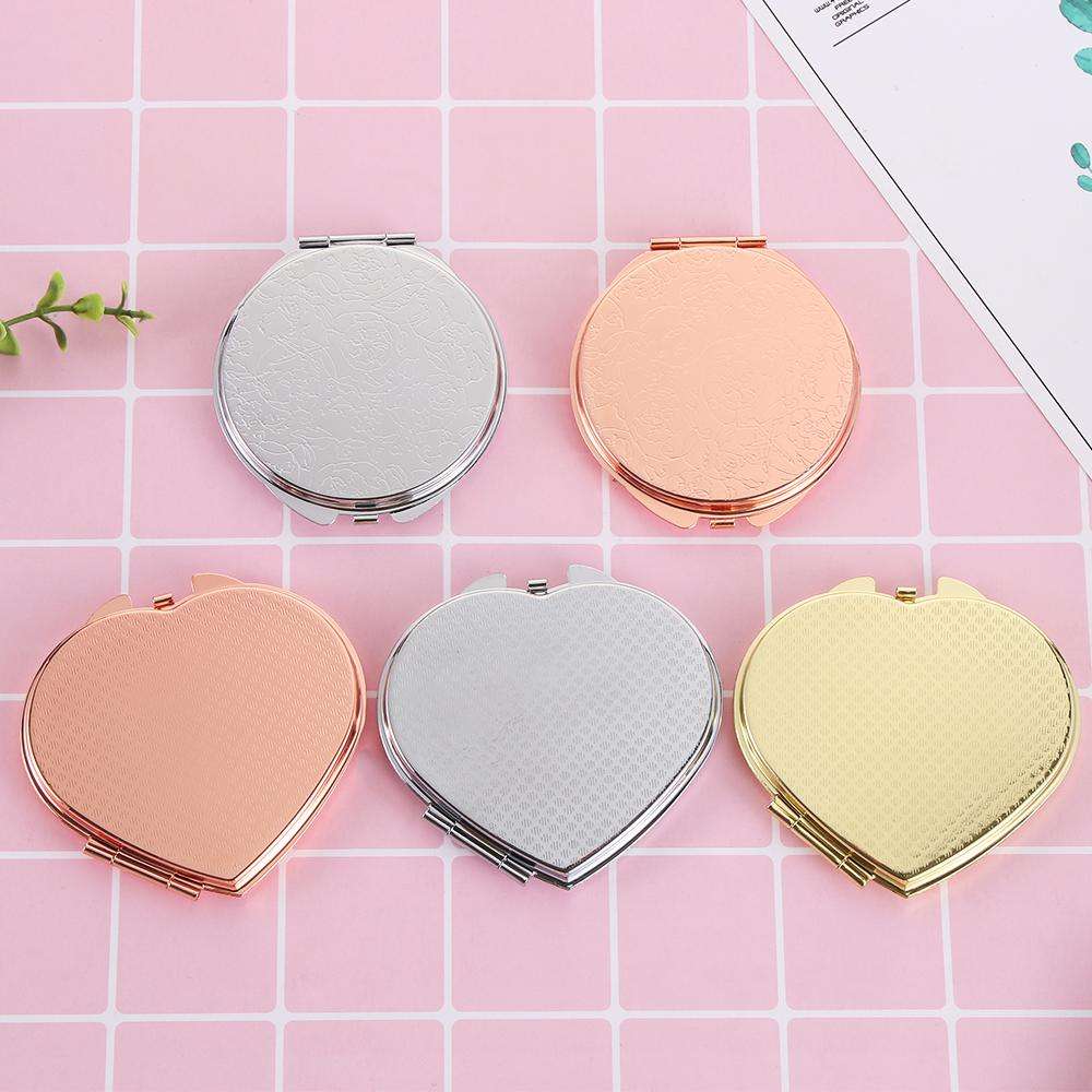 Custom Logo Heart Shaped Silver Plating Cosmetic Hand Mirror