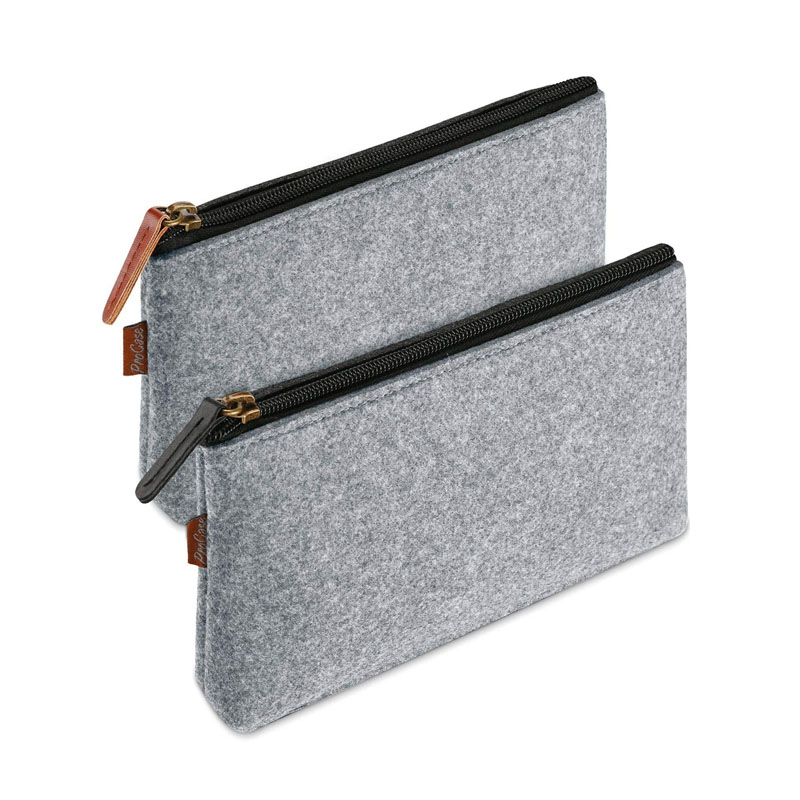 2023 Custom Size Logo Felt Students Stationery Pouch Felt Zipper Bag for Pens