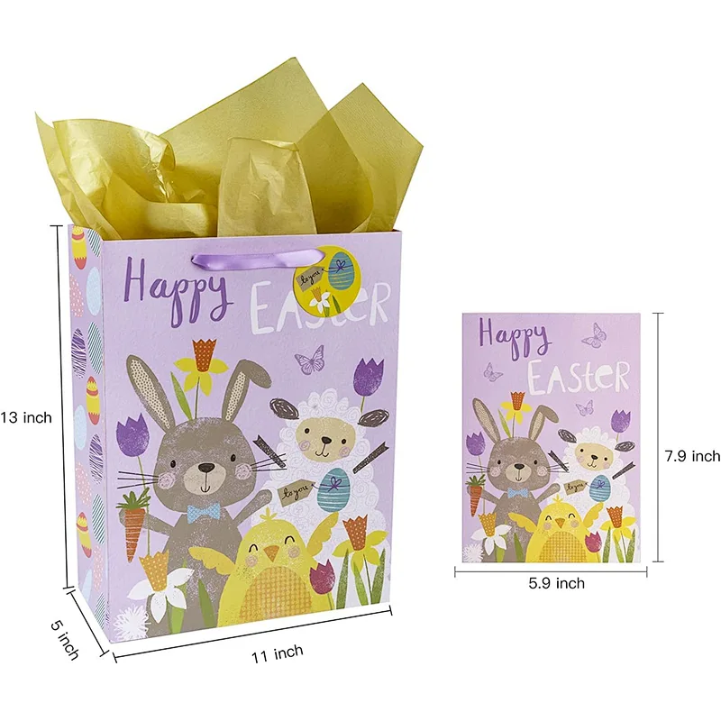 Easter Creative Set Large Paper Shopping Gift Bag with Card Tissue Paper