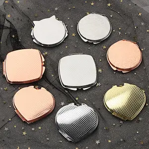 Makeup Small Compact Cosmetic Mirror Sublimation Blank Custom Engraving Logo Hot Transfer Print Pocket Mirror