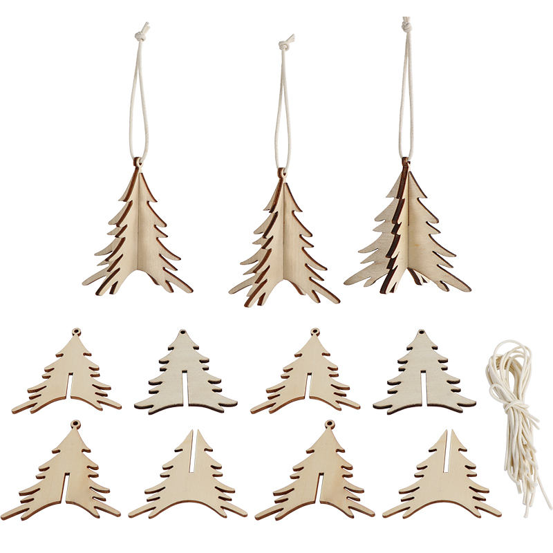 Christmas Customized Logo Size Ornament Wooden Pendant Tree