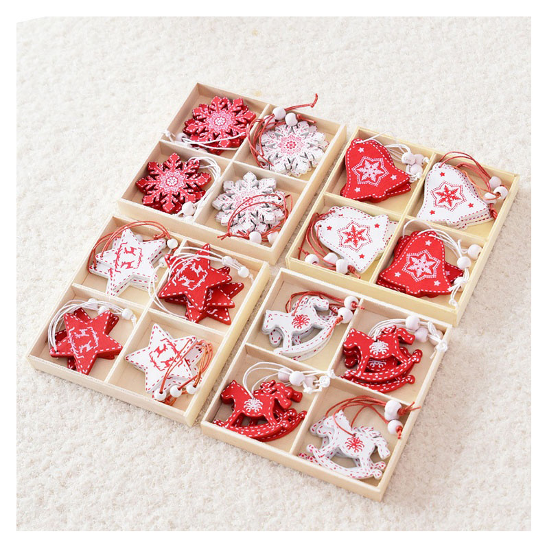 New Design Merry Christmas Tree Hanging Party Decoration Christmas Wooden Ornaments Ball Set