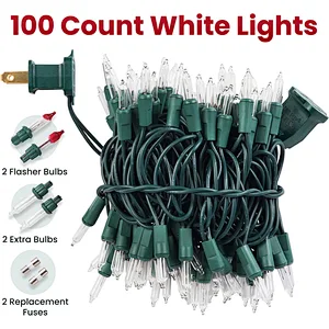 Christmas Lights 100-Count Clear Green Wire Christmas Lights Set Xmas Tree Lights for Christmas Decorations