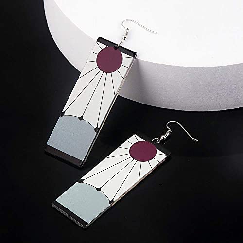 Wholesale Demon Slayer Earring No Yaiba Hanafuda Anime Kamado Tanjiro Hanafuda Earrings Kimetsu Tanjiro Earrings