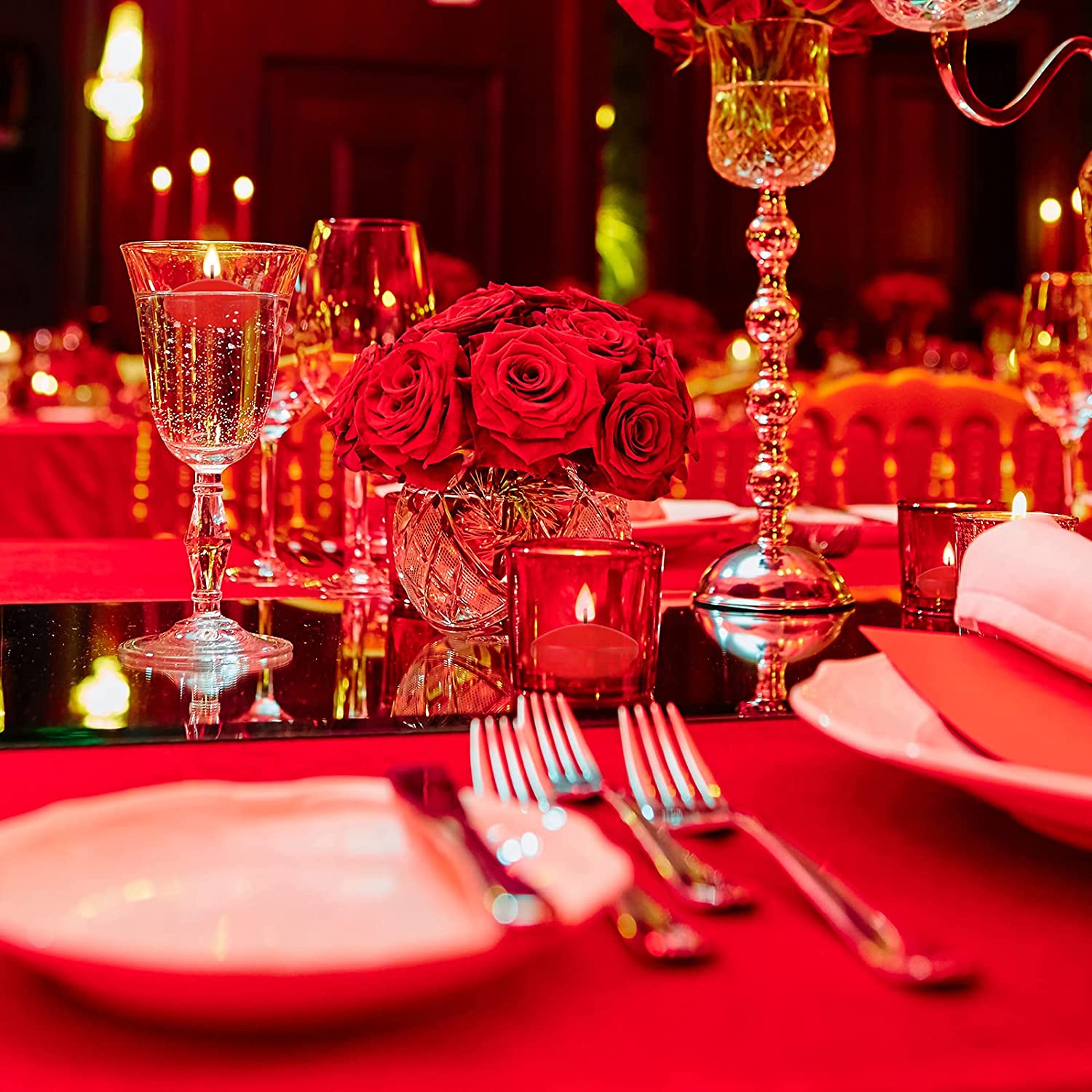 Red  Valentine's Day Floating Candles 50 Pieces 1.5 Inch Unscented Floating Candles