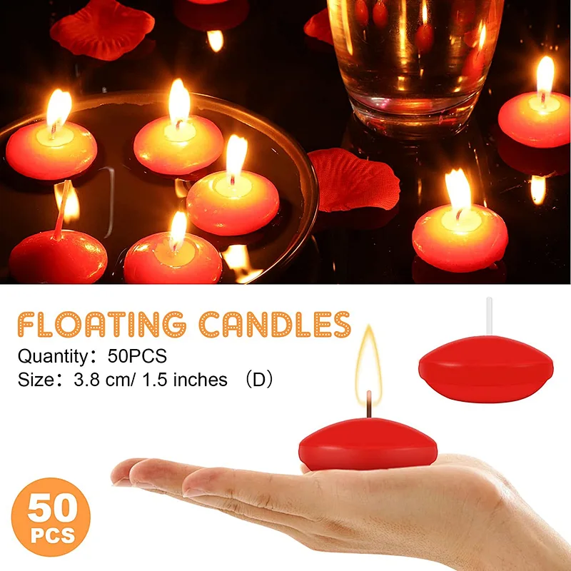 50 Pieces 1.5 Inch Red Wedding Gift Red Floating Candles