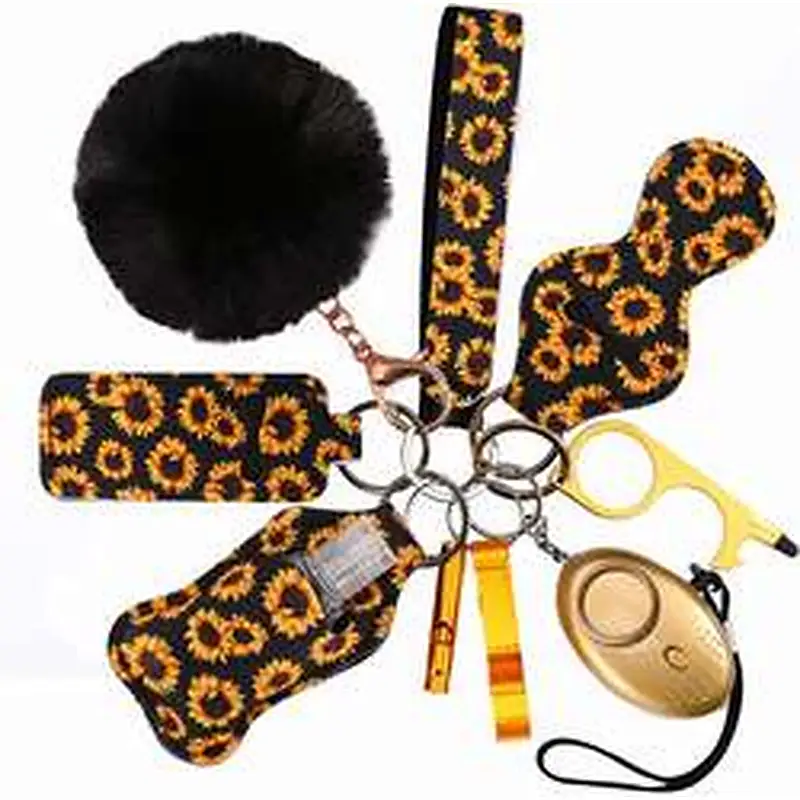 Ins Hot Sale Wholesale Women Personal Protection Self Defense Mini Products Self Defense Keychain Set