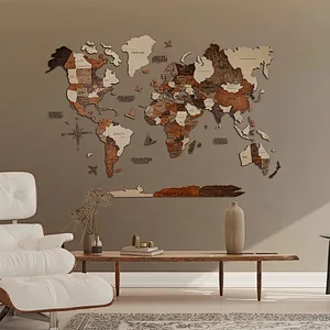 Custom LOGO Wall Art Decor S M L Prime Country  3D Wood World Map