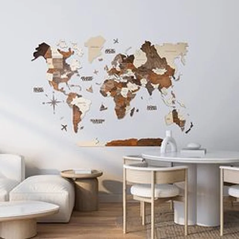 Custom LOGO Wall Art Decor S M L Prime Country  3D Wood World Map