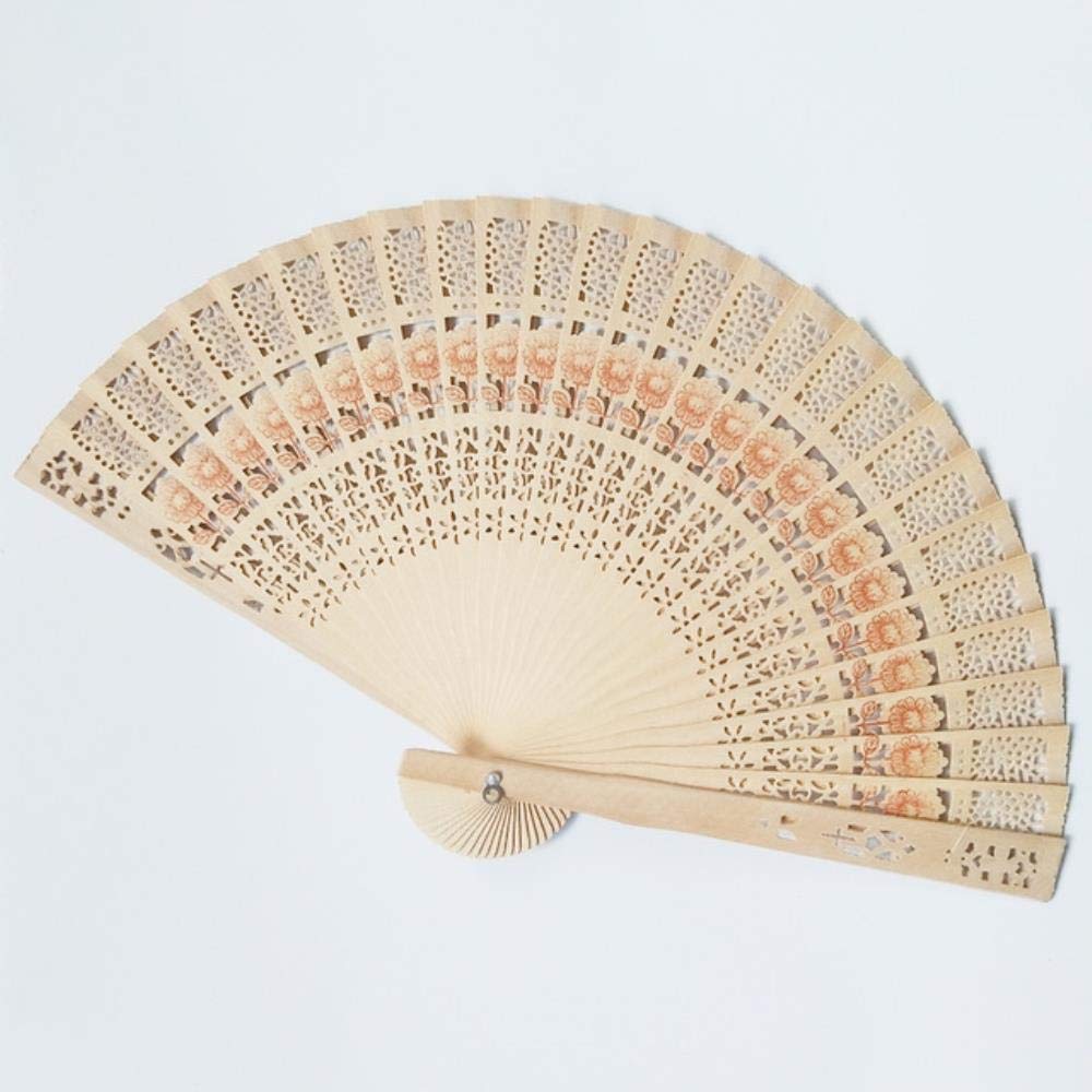 Vintage Chinese Carved Wooden Handle Folding Hand Fans Plain Custom Wooden Fan
