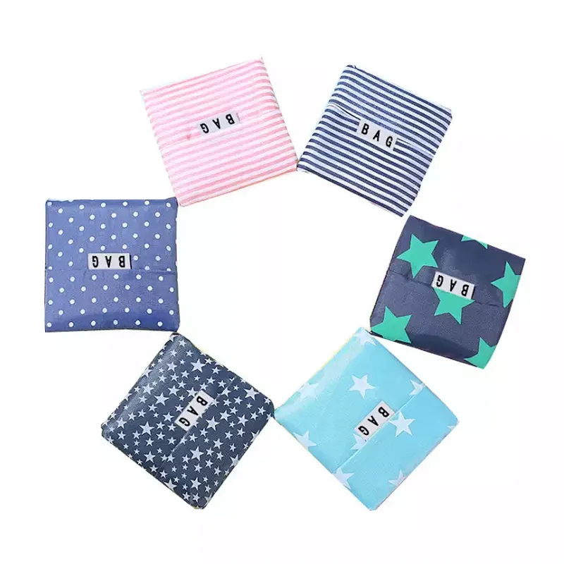 Custom Logo Grocery Eco-friendly Foldable Ripstop Carry Nylon Bags Reusable Folding Polyester Shopping Bag