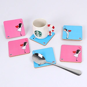 Wholesale Print Round Cork Wood Coasters Coffee & Hot Beverages Coasters With Logo for Valentine's Day