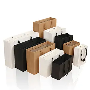 Factory Made Printed Paper Bag Hot Sale Black Kraft Paper Twisted Handle Shopping Carrier Bag With Logo Printed Sac En Papier