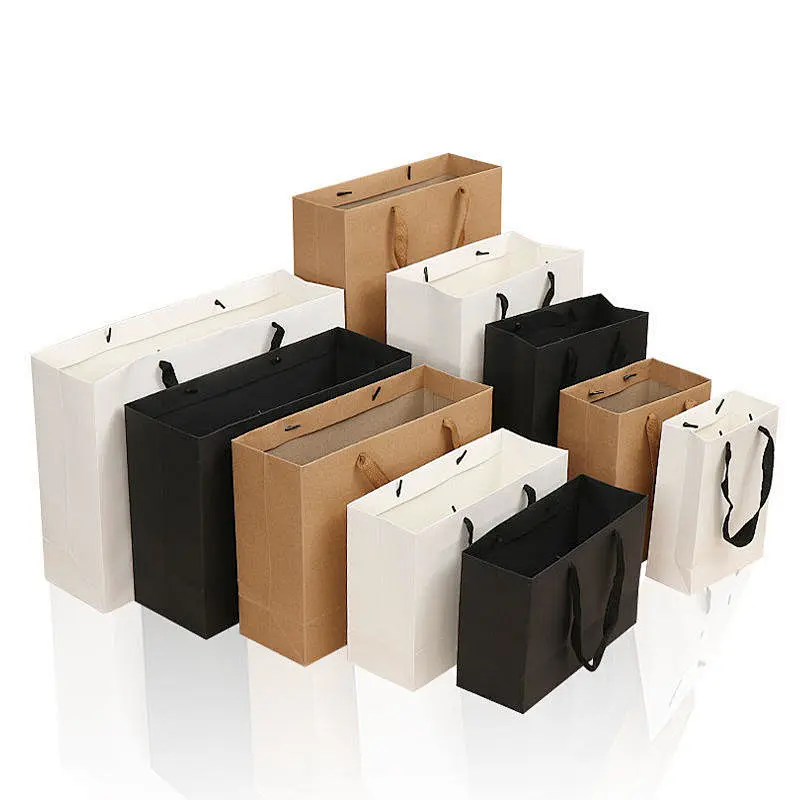 Factory Made Printed Paper Bag Hot Sale Black Kraft Paper Twisted Handle Shopping Carrier Bag With Logo Printed Sac En Papier