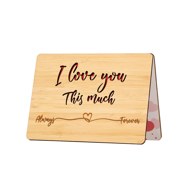 Custom LOGO Size Wooden Gifts Card Wood Wedding Anniversary Birthday Card for Husband Wife