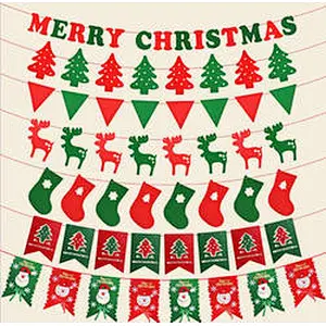 Marry Christmas Banner Letter Print Shining Paper Bunting Garland For Kids Adults Christmas Party Decorations Supplies