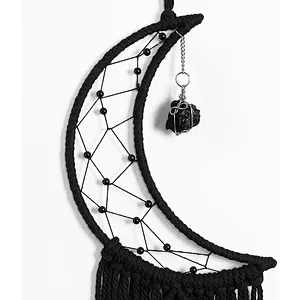 Easter Dream Catcher Black Boho Decor with Crystal Stone Moon Dream Catchers for Bedroom Bohemian Home Decor Dream Catcher