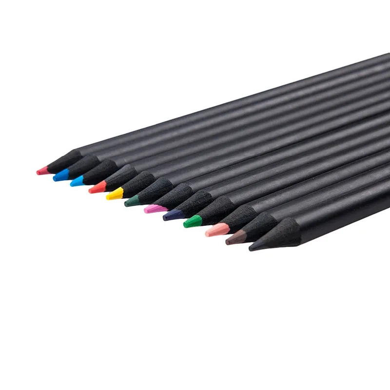 New Hot Selling Black Wood Pencil 12-color Promotional Colores For Kis Drawing