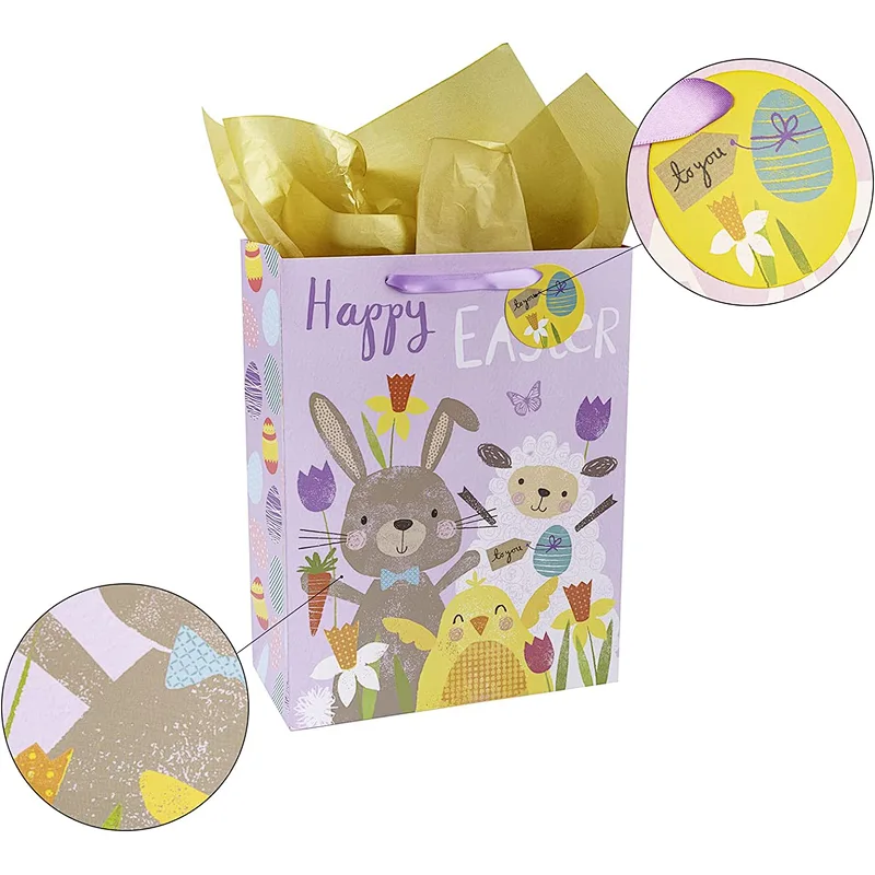 Easter Creative Set Large Paper Shopping Gift Bag with Card Tissue Paper