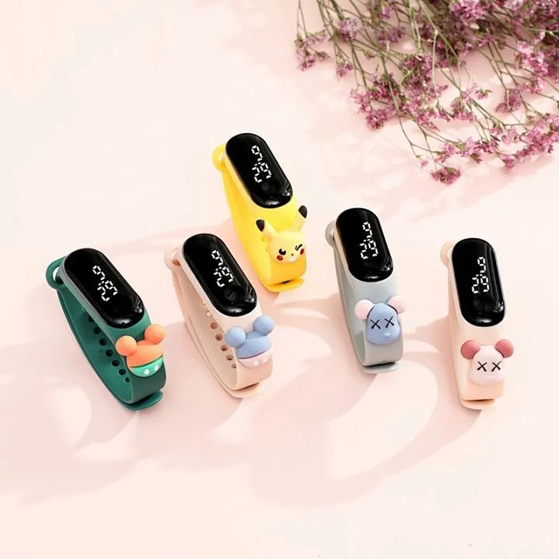 Cute Cartoon Watch Silicone Digital LED Touch Screen Kids Adult Sport Wristband