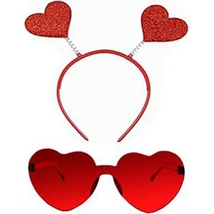 Valentines Day Heart Head Boppers Headbands and Heart Shape Sunglasses
