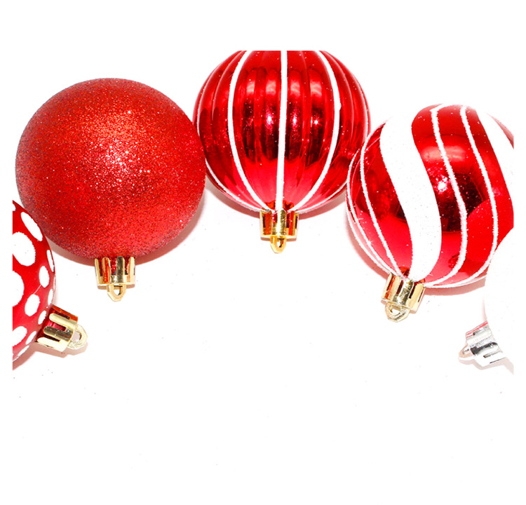Amazon Factory Customized Fireproof Plastic Ball Ornaments 6 Cm Red And Green Christmas Tree Decoration Shiny Christmas Ball