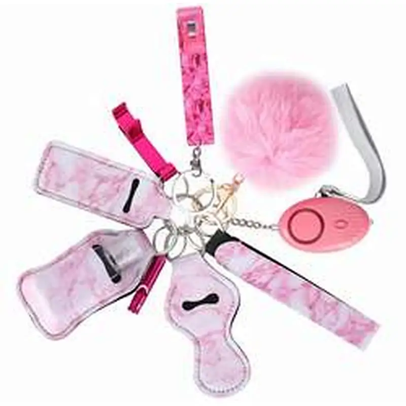 Tiktok Hot Sale 11 Piece Kit Personal Safety Protection Survival Alarm Key Chain Luxury Self Defense Keychain Set For Women Girl