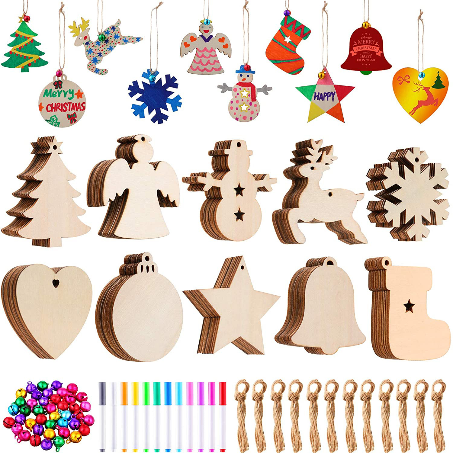 Wood Christmas Decorations Hanging Ornament Christmas Wooden Pendant Gift Set